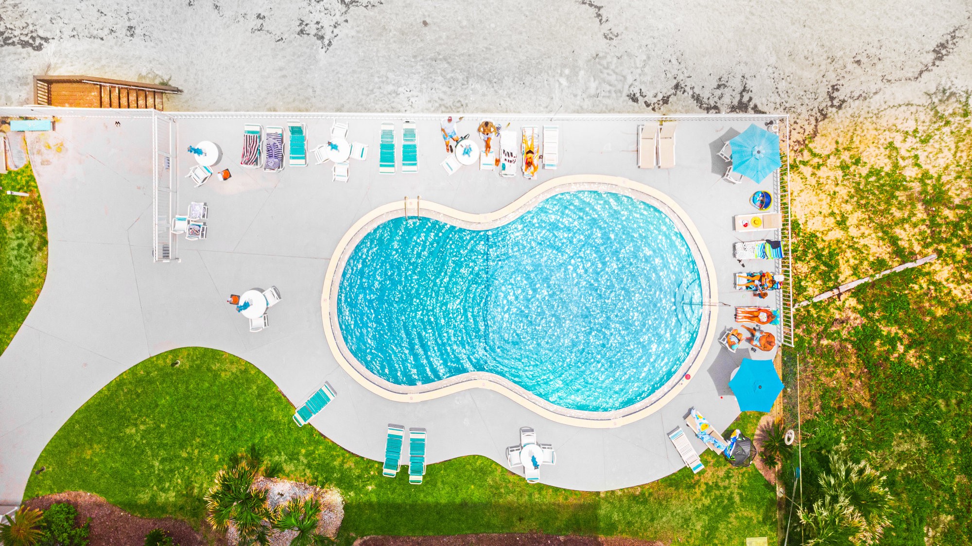 Aquarius Oceanfront Condo Aerial & Pool